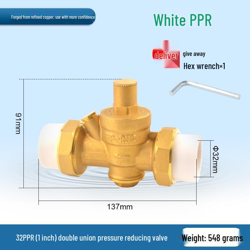 Water Pipe Pressure Reducing Valve for Home Heaters - PPR20/25/32, 4-Point PE Fitting