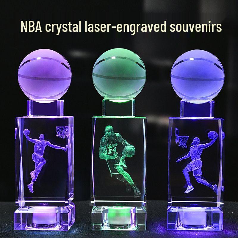Glow-in-the-Dark Kobe Bryant NBA Figurine: Crystal Basketball Gift for Birthday