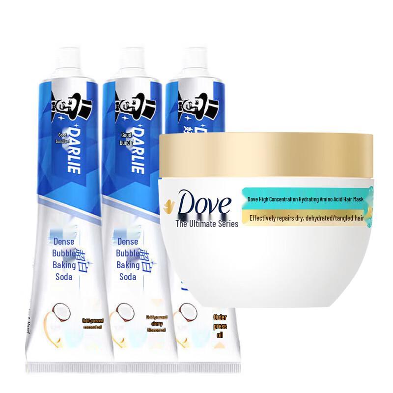 Hawley & Hazel Ultra White Toothpaste & Dove Hair Mask Set
