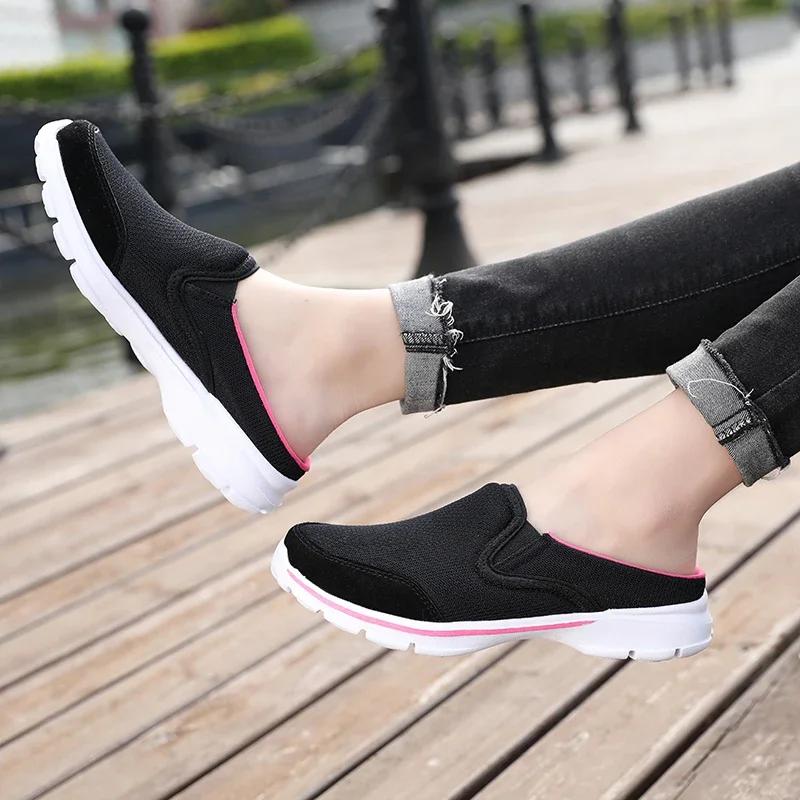 High Quality Breathable Half Slippers Sandals Women Summer Slip-on Big Size Casual Sneakers Ladies Non-slip Soft Walking Shoes