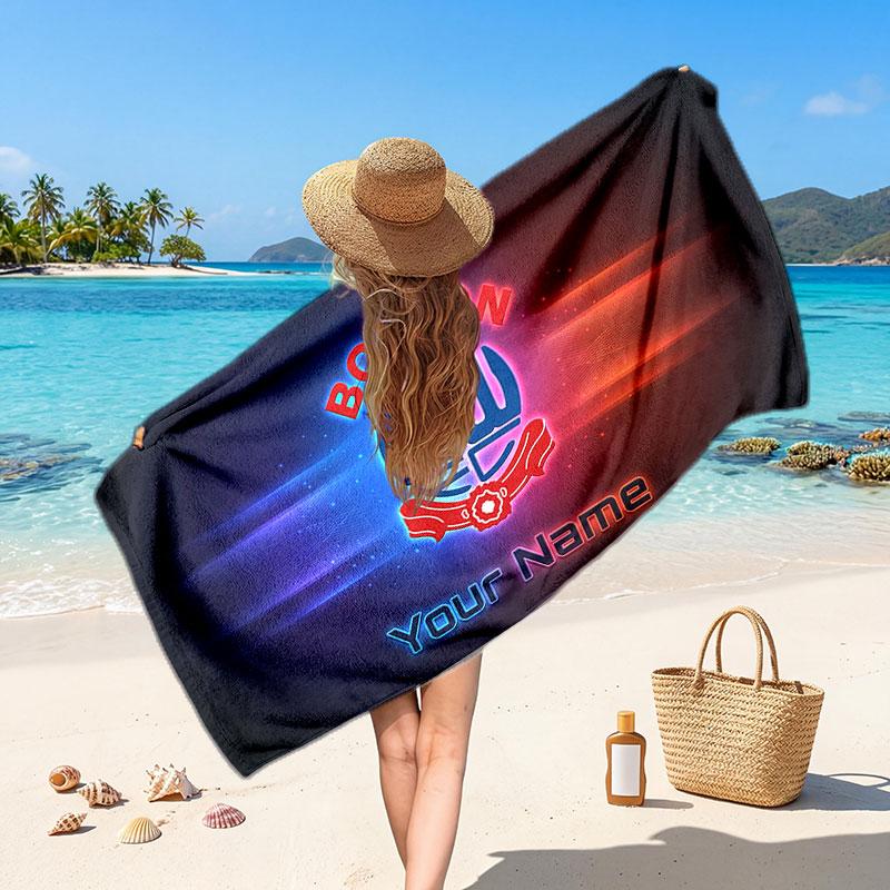 Asciugamano da Spiaggia Personalizzato Bolton Wanderers FC, Stampa Testo Nome Personalizzato, Asciugamano Morbido Asciugatura Rapida con Logo Calcio, Regalo per le Vacanze