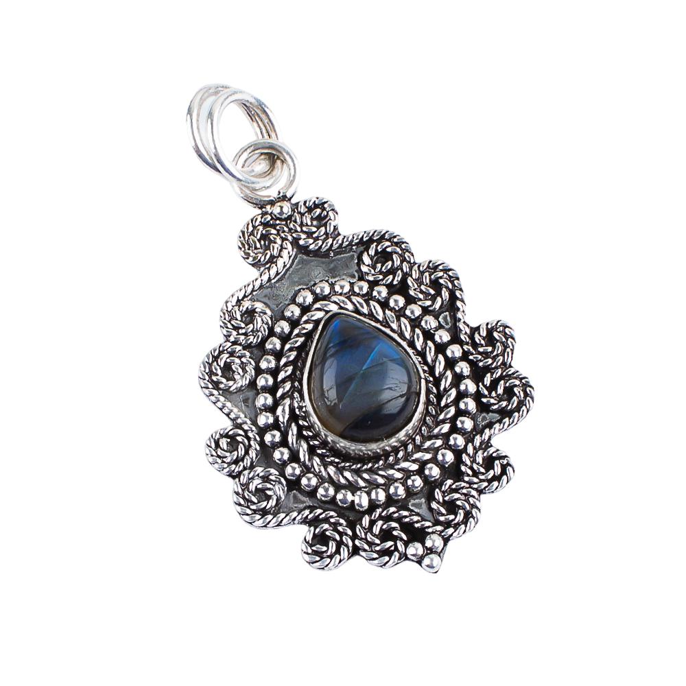 Natural Labradorite Gemstone 925 Sterling Silver Handmade Partywear Pendant 1.55" Gift For Mom PP-25-21