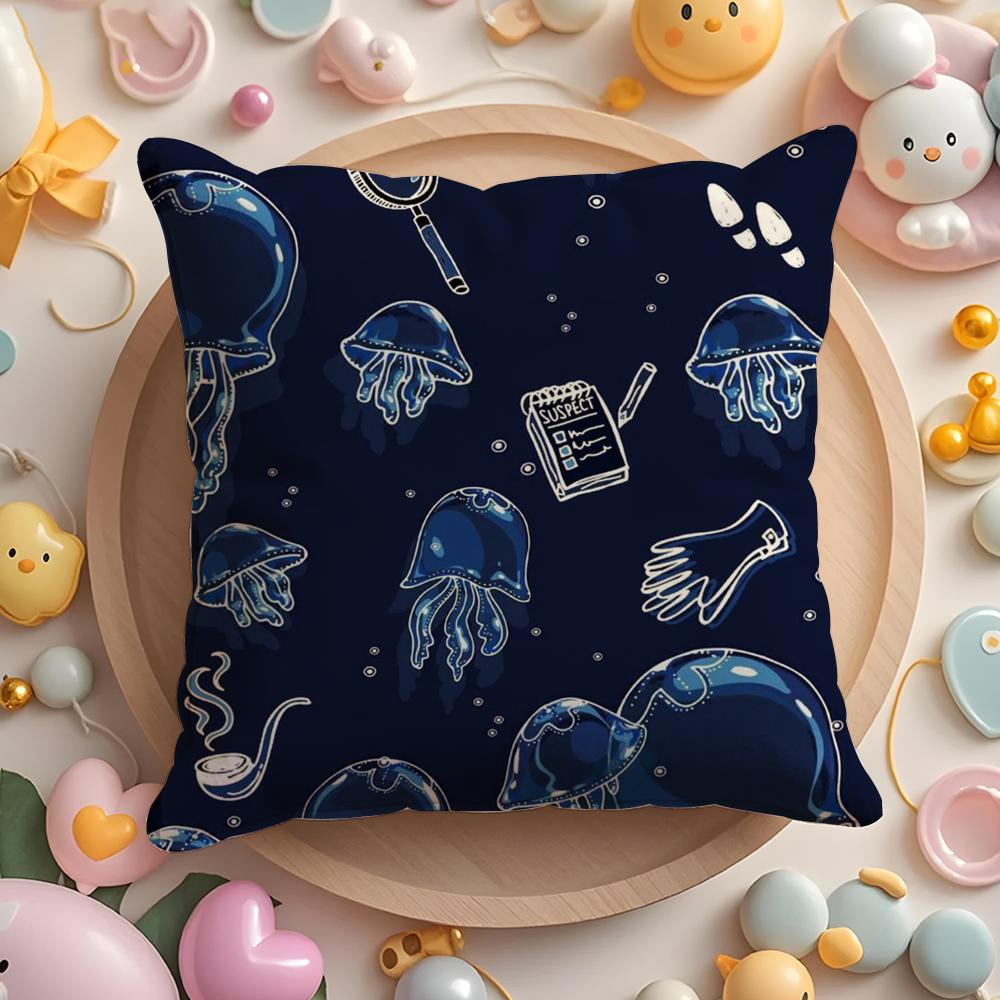 Decorative Blue Geometry Pillow Case Soft Plush Fabric Double-Sided Printed Cushion Cover Warm Winter Sofa Pillow Case