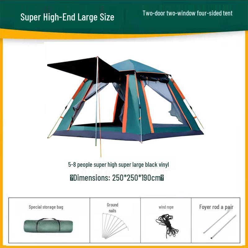 Thickened Automatic Folding Tent: Portable, Quick-Open, Rain & UV Protection for Camping & Beach.