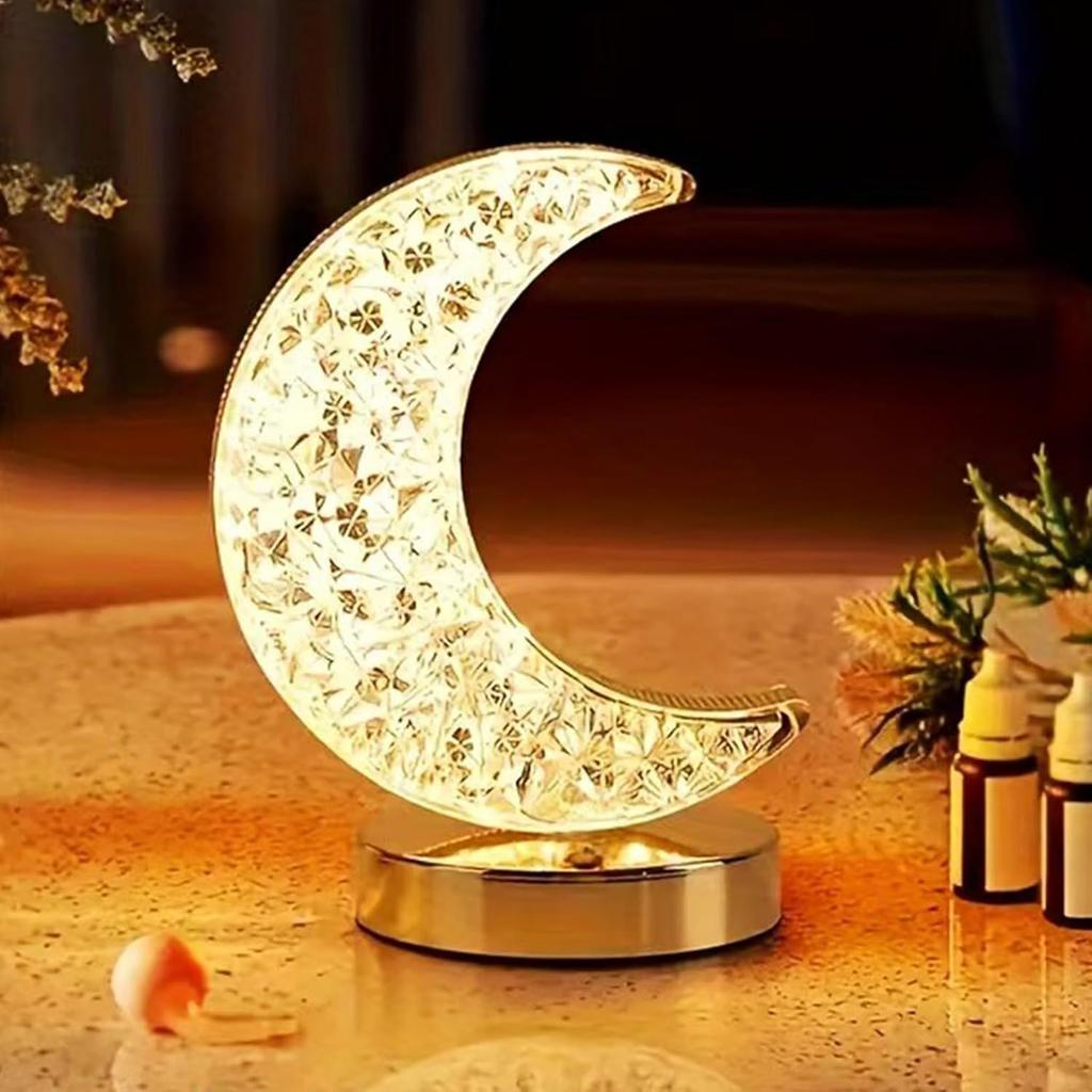 Modern moon desk lamp, USB charging, touch adjustable 3-color dimming, bedroom bedside desktop decoration and gifts