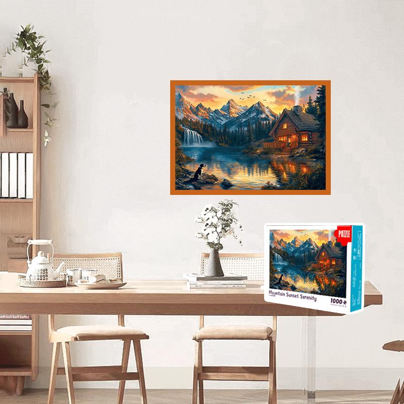 Large Sunset Puzzles 1000-Piece Jigsaw Puzzle for Adults: Mountain Sunset Serenity, Large 70x50cm (27.5x19.7 Inches)