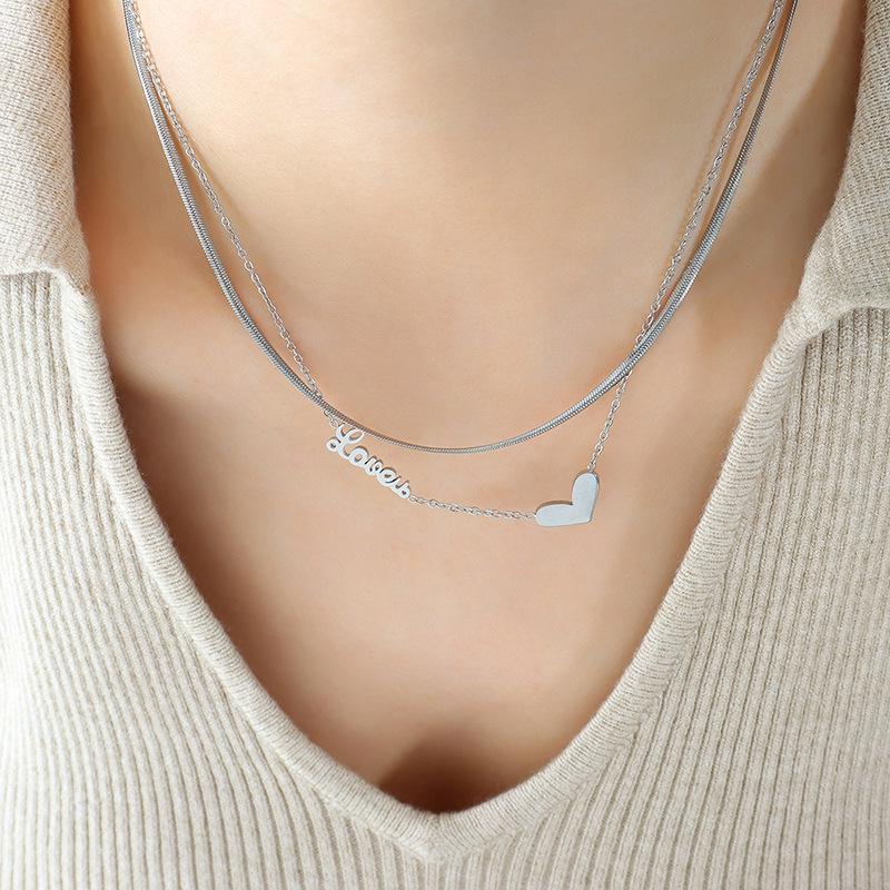 European Double Layer Heart Necklace for Women - Trendy Spicy Girl Clavicle Chain