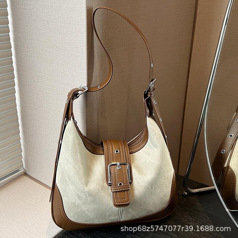 Retro Casual Armpit Bag 2025 Spring New Bag Women's Versatile Fashion Portable Shoulder Bag Commuter Messenger Bag