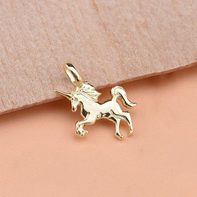 Trustdavis Real Sterling Tone Animal Pegasus Unicorn Charms Pendant Bracelets Pendant Necklace Diy Accessories Jewelry Hy015Fashion Pendant золотой