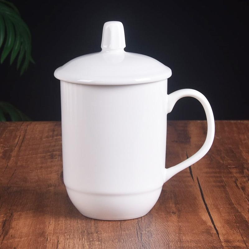 Керамическая чашка Jingdezhen стакан для воды гостиничный гостиничный чайная чашка конференц-чашка офисная чашка с крышкой домашний набор коммерческий стакан для воды 400mL