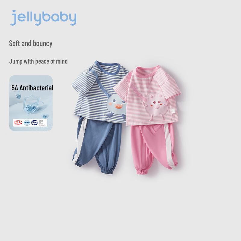 JELLYBABY Kids  Cartoon Striped 2-Piece Set L