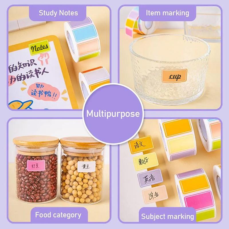 1roll Color Coding Labels Sticker Adhesive Rectangle Sticker Solid Colors Label Tag For Kitchen Seasoning Bottle Label TMZ