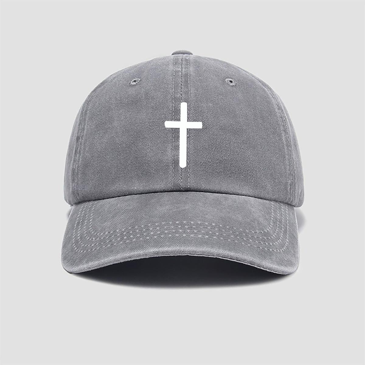 

Cross print baseball cap for men and women, versatile for casual wear, sun protection and sun protection, duck tongue cap Adjustable сірий колір