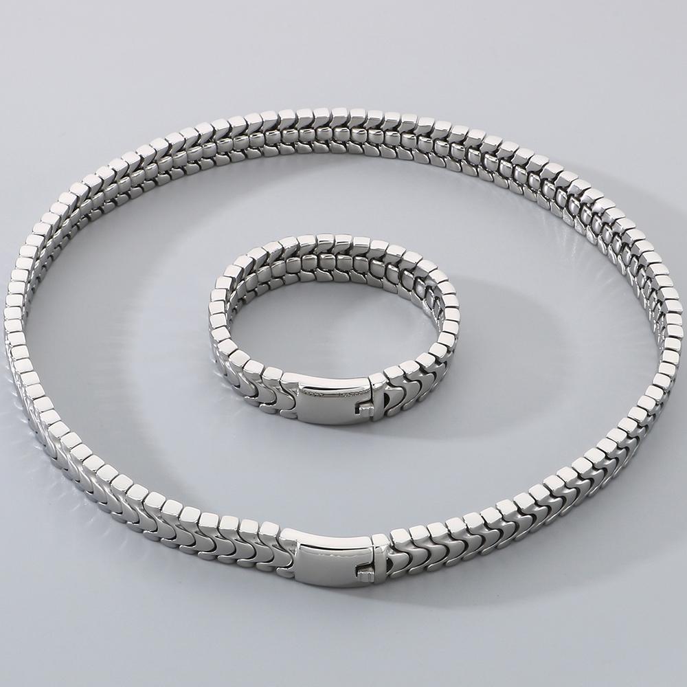 

Браслет-цепочка из полированной нержавеющей стали в форме киля для мужчин, массивная ширина 15 мм, цена 1 комплекта, прочные и современные ювелирные изделия 21CM 60CM серебряный