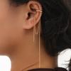 Vintage Metal Bead Tassel Ear Clip for Women Fashion Imitation Pearl Long Tassel Chain No Ear Holes Earbone Clip Jewelry Gifts