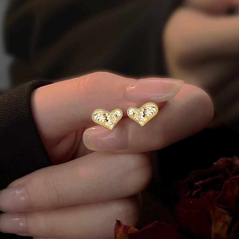 Heart-Shaped Crushed Ice Earrings for Women - 2026 Stylish and Versatile, Simple High-End Design