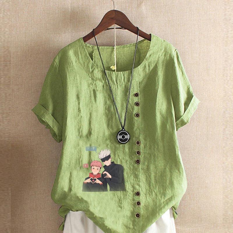 

Женская мода с принтом персонажей мультфильмов футболка с коротким рукавом свободная хлопковая рубашка повседневная свободная летняя блузка топы больших размеров 5XL зелёный