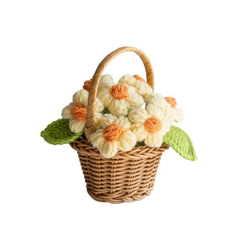 Simulated Flower Potted Plant Crochet Flower Ornament