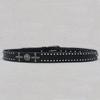 New Style of Personalized Pointed Spike Rivet Cowhide Belt, Cross Skull Decorative Hardware, INS Style