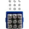 9 Pieces Metal Stamping Tool Set 1/8" (3mm), Steel Sun and Star Set Leather Stamp for Jewelry Making Craft Stamp Punch