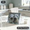 1pc Tissue Box, Wildlife Photography Two Seals Tender Bond Pattern, 2D Flat Printing, Lightweight, Strong And Firm, Tissue Bag, for Desk Use