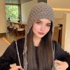 Women Crochet Slouchy Skull Cap with Tassel Handwoven Textured Knit Hat Ethnic Style Fringed Hat for Autumn Winter