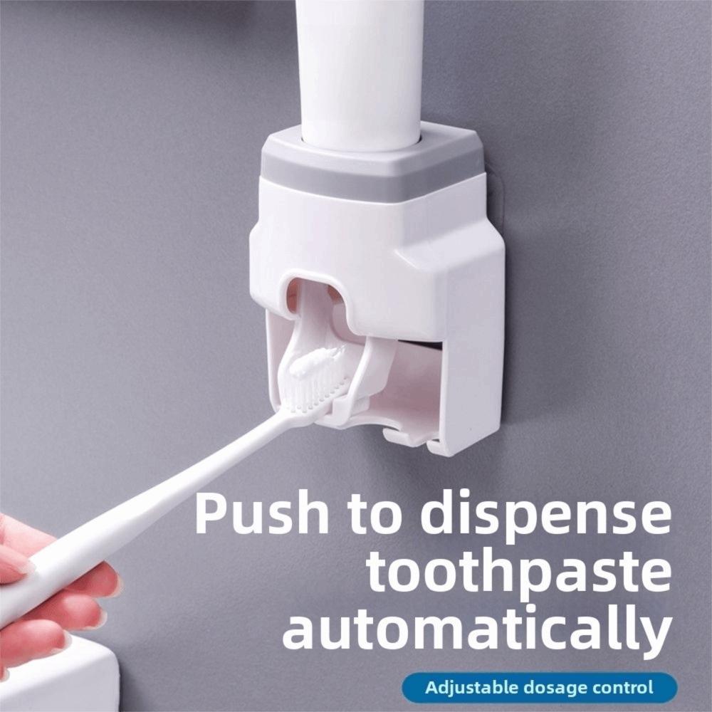 Self-adhesive Toothbrush Holder Wall-Mounted Toothpaste Squeezer Toothpaste Extruder Family