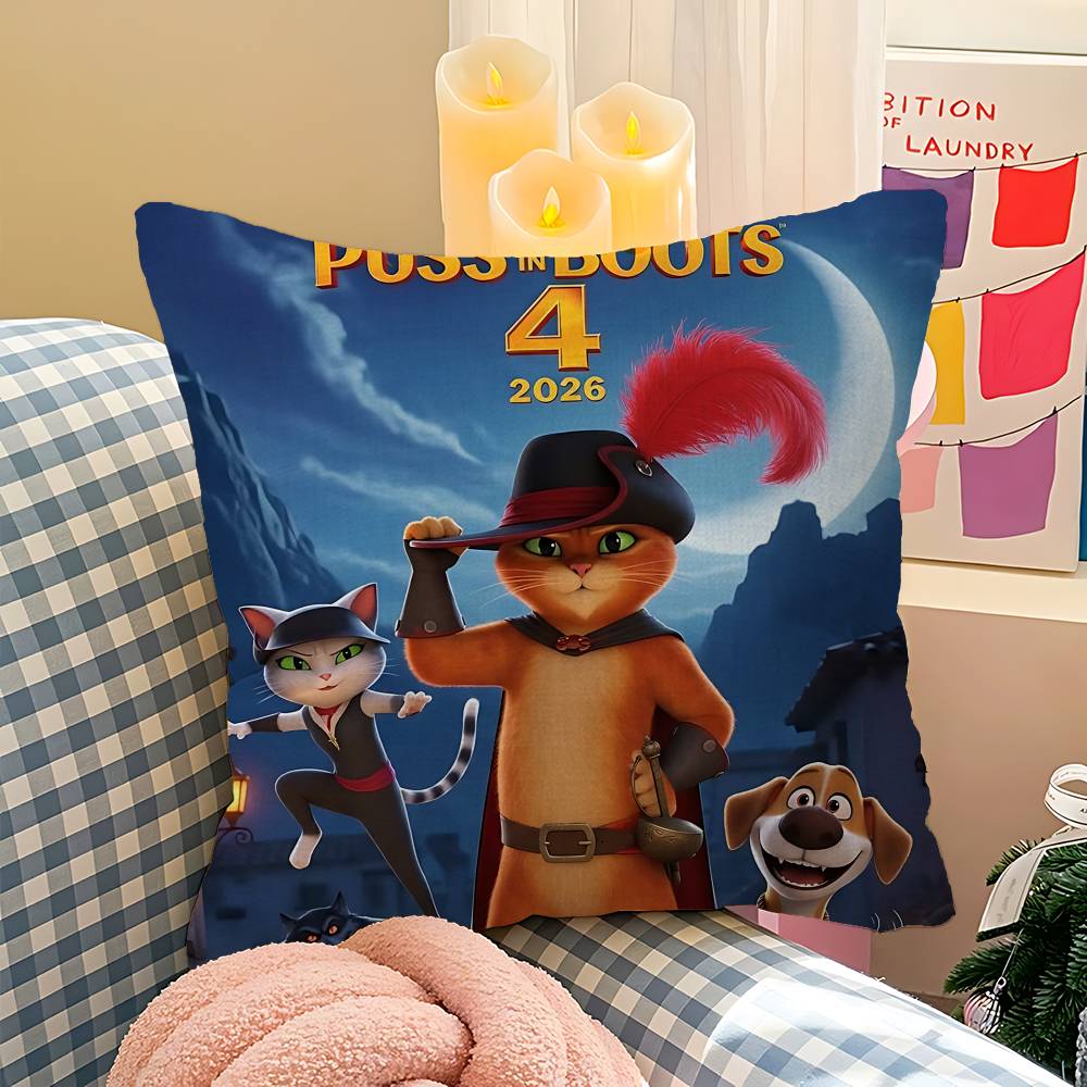 Anime Fantasia Comédia Capa de Almofada P-Gato de Botas Capa de Almofada de Sofá Decoração de Quarto em Casa Presente para Crianças