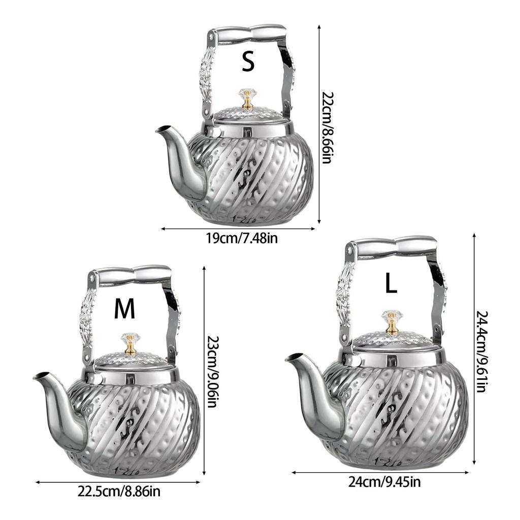 Large Capacity Hammered Nonrust Steel Kettles Durable Construction Ergonomic Grip Boiling Water Pot Home Use