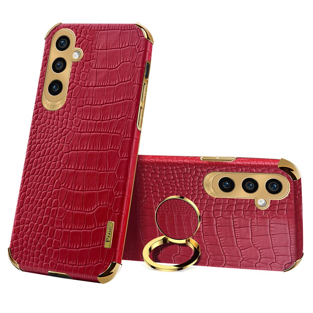 For Samsung Galaxy A15 4G/5G Case Crocodile Texture Electroplated Phone Cover with Kickstand