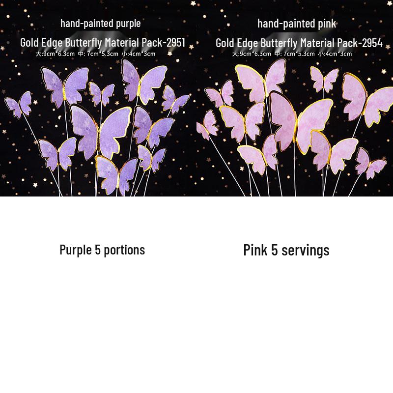 Toppere de tort fluturi roz cu margini aurii - Perfecte pentru sărbătorile de ziua de naștere ale prințeselor