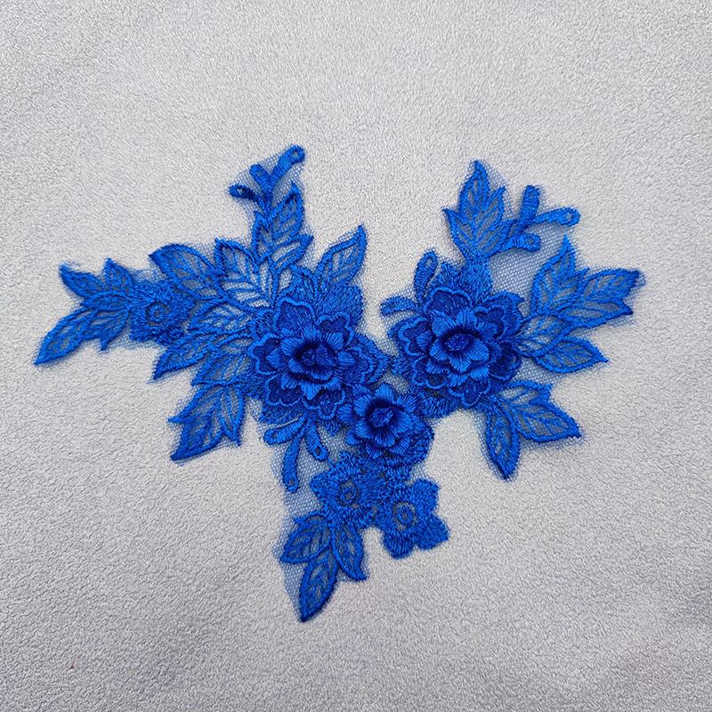 1pair Embroidered Three-dimensional Lace On Flower Wedding Dress Accessories DIY Lace Stickers Bridal Dress Decoration