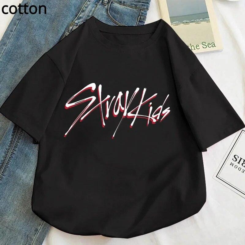 

Трансграничные производители унисекс Новые Stray Kids Периферийные устройства с 2d принтом унисекс и женская мода Мода с коротким рукавом Женская мода