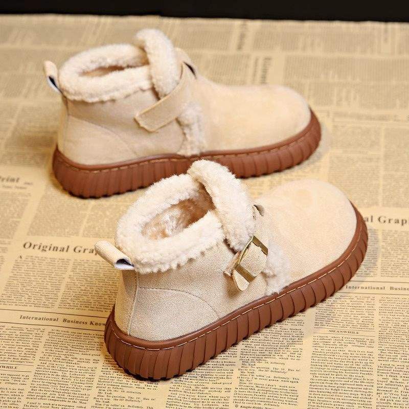 2025 New Autumn and Winter Warm Fluffy Cotton Shoes for Women Birkenstock Piled Thickened Non-slip Thick-soled Snow Boots for Women