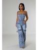 European & American Casual Strapless Slim-Fit Denim Jumpsuit for Women