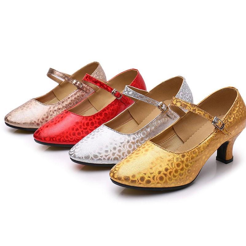 Flickor Ballroom Latin Tango Modern Dans Skor Closed Toe Sandaler Indoor Dans Skor Damskor