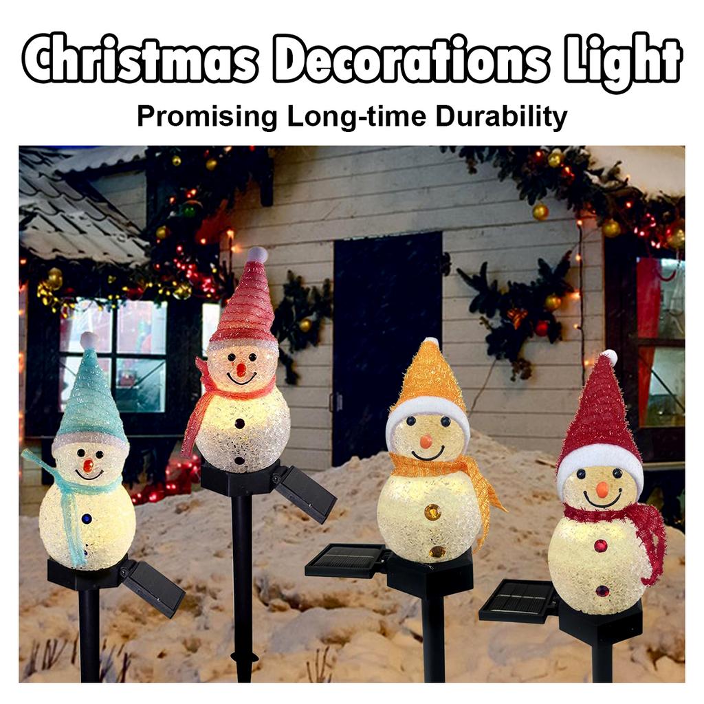 Christmas Solar Light For 4 Colors For christmas Lamp Decorative lighting Led Snowman light Garden Lights Ground plug Outdoor