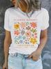 Women's Summer Patterned Round Neck Short-Sleeve Casual T-Shirt