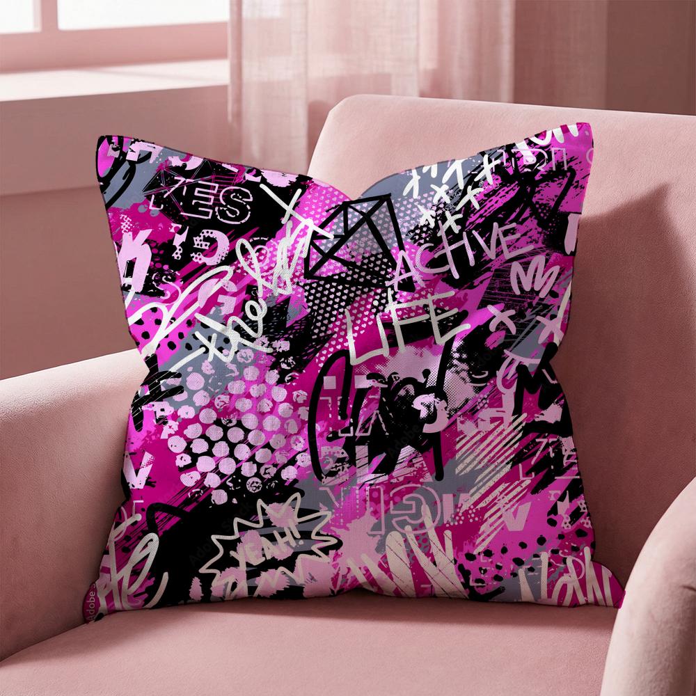 Street Graffiti Texture Cushion Cover MultiScene Pillow Cover for Home  Car  Reversible Soft  Durable for Daily Use