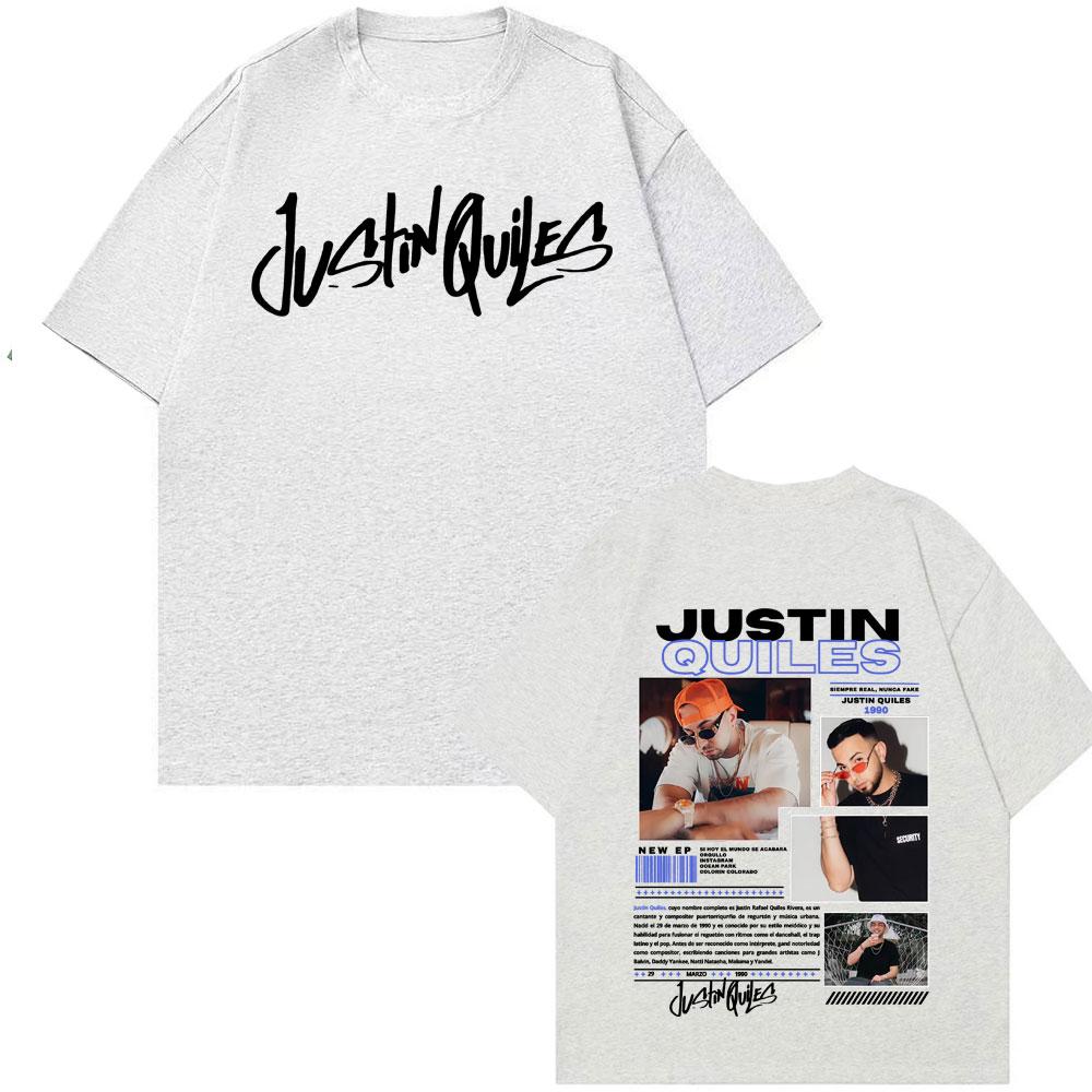 Singer Justin Quiles Album 2025 Tour Graphic T-shirt Men's Clothing Vintage Hip Hop T Shirts Cotton Loose Short Sleeve Tee Shirt