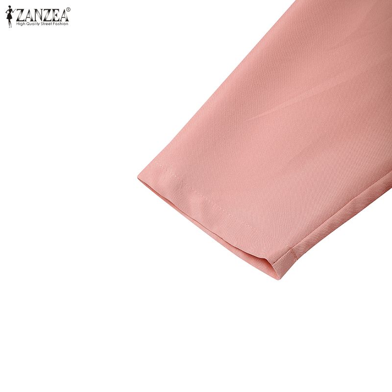 ZANZEA Women Casual Turn Down Collar Loose Long Sleeve Spring Autumn Dress