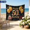 Golden 50th Birthday Banner Backdrop, Elegant Polyester Wall Decor for Celebration