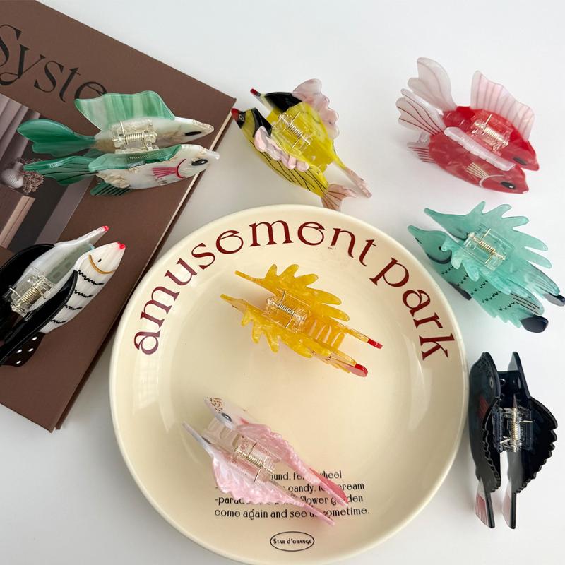 Cartoon Fish Pattern Acetate Hair Claw Summer Ocean Themed Durable Hair Clip for Women Party Dating Hair Accessory