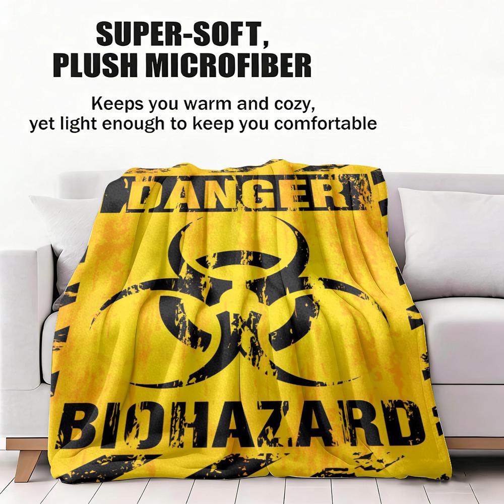 Warning Biohazard Throw Soft Flannel Throw Summer AC Blanket Lightweight Cool Nap Blanket for Sofa Bed Couch Travel