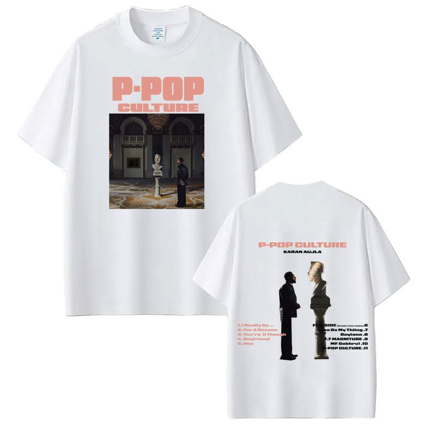 Rapper Karan Aujla PPOP Culture Tour 2026 Graphic T Shirt Unisex Women Short Sleeve Casual T Shirts Loose Gothic Punk Tshirts S