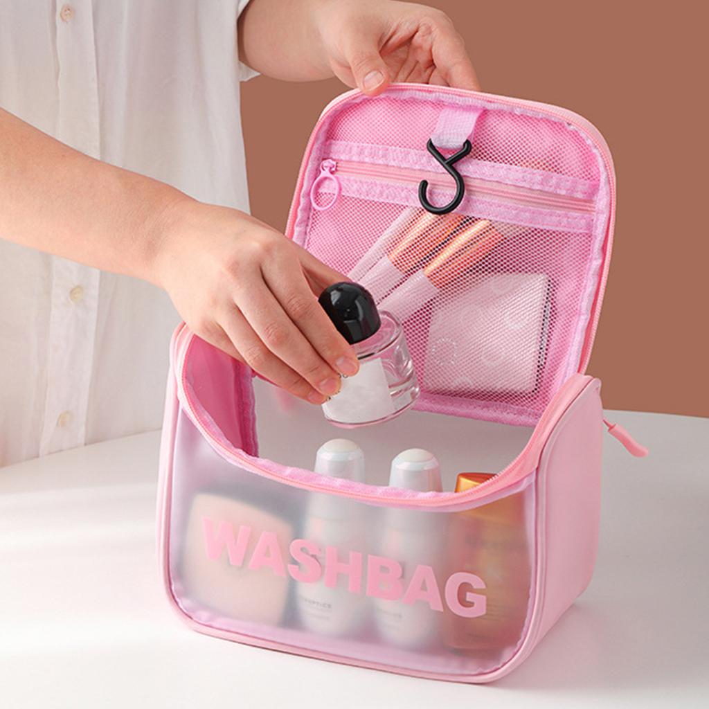 1pc-Translucent Waterproof Wash Gargle Bag Frosted Toiletry Kits For Women Girls Travel Cosmetic Bag Portable Makeup Organizer