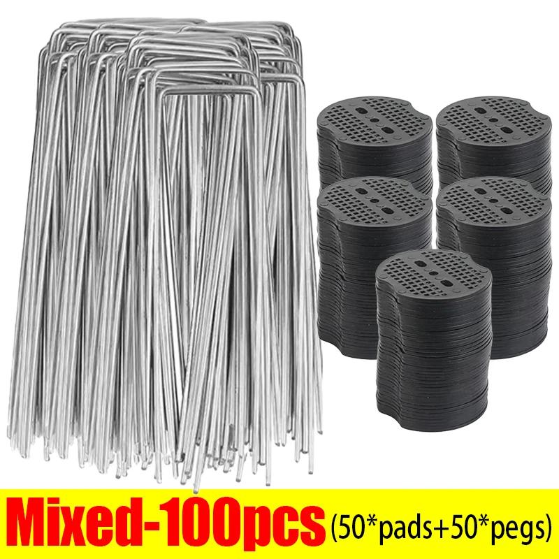 100/10PCS Plastic Gaskets for U-shaped Nail Garden Staples Pegs Gasket Landscaping Ground Covering Tubing Film Fixed Peg Pads