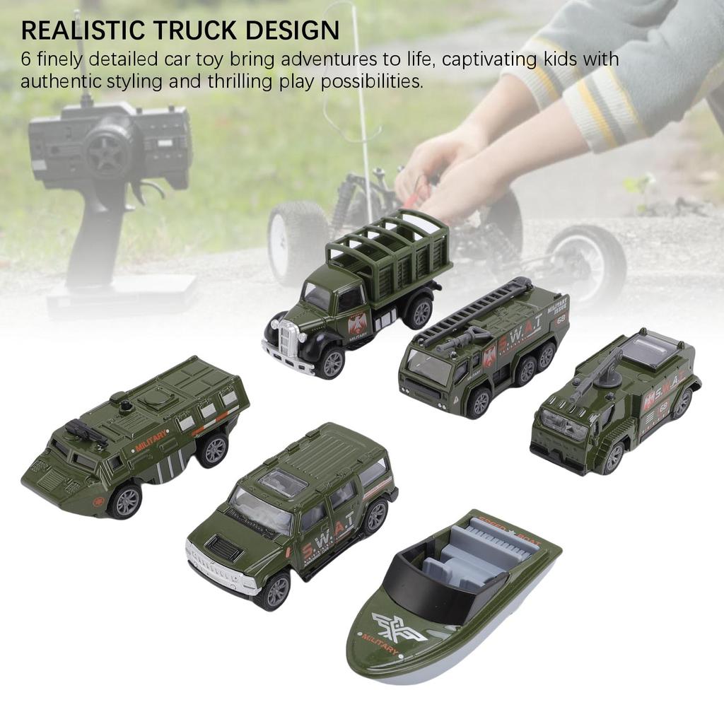 6 Pcs Toy Cars Set Simulation Interactive Educational Pull Back Vehicle Toy Set for Kids Type A