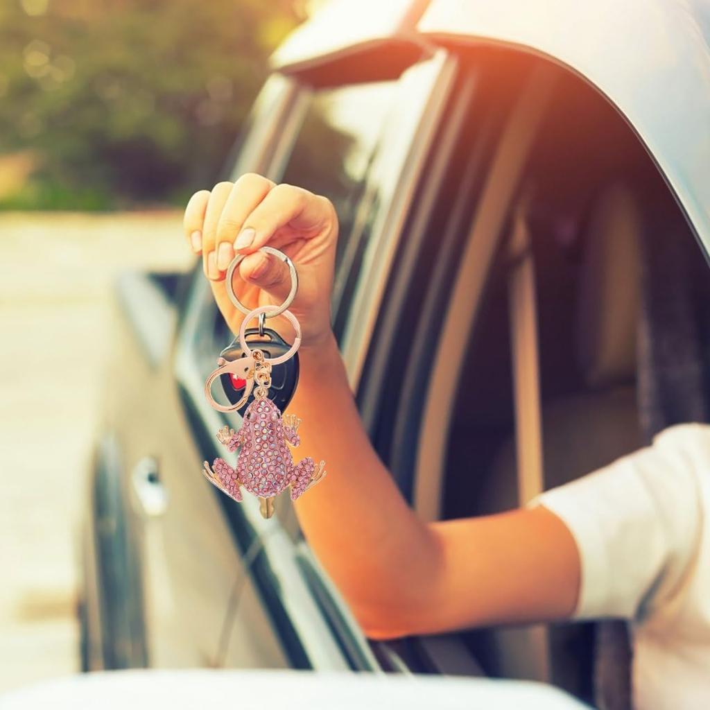 [iplusmile] Frog Keychain with Rhinestones, Sparkling Bag Charm, Frog Key Ring, Animal Key Ornament, Stylish, Lucky Charm, Gift for Women