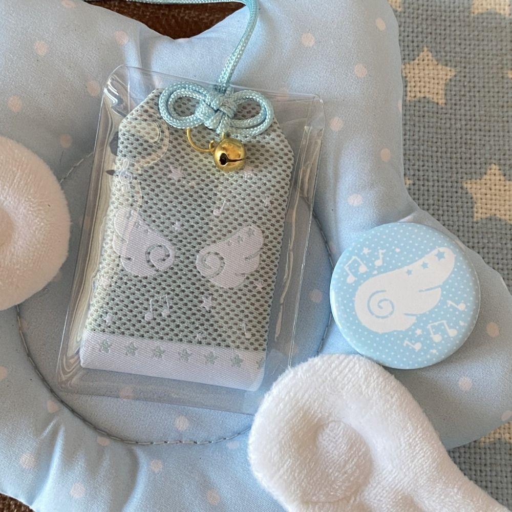 Musical Notes Wings Lucky Keychain Embroidery Keyring Cute Blessings Bag Pendant  Key Accessories